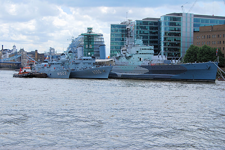 กองทัพเรือ, เรือ, เรือ, จอดอยู่, แม่น้ำ, ลอนดอน