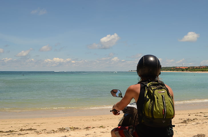 Bali, moto, vacances, aventura, platja, Mar, sorra