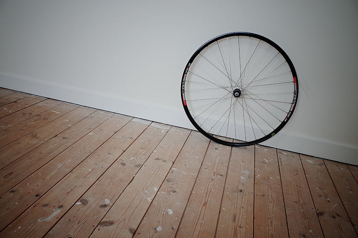 xe đạp, xe đạp, bánh xe, gỗ cứng, sàn nhà