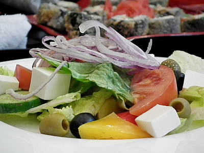 gresk salat, grønnsaker, mat, parabolen, forrett, frokost, ernæring