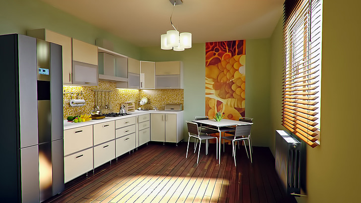 Kuchyně, byt, Domů Návod k obsluze, moderní, Luxusní, uvnitř, domácí interiér