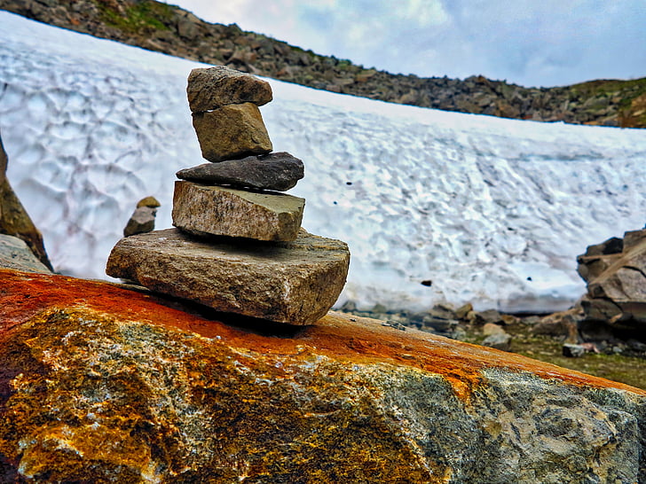 kamienie, śnieg, Norwegia, skały, góry, Widok, Natura