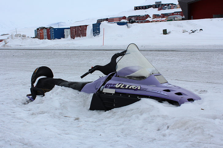 motorne sani, sneg, Norveška, Svalbard, pozimi, na prostem, hladno temperaturo