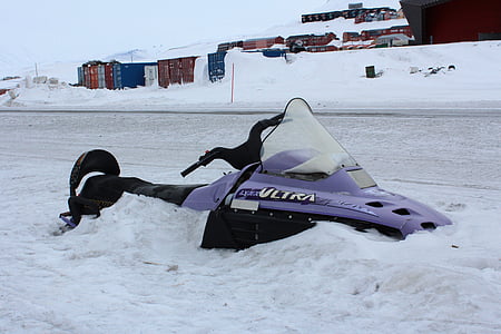 snøscooter, snø, Norge, Svalbard, Vinter, utendørs, kald temperatur