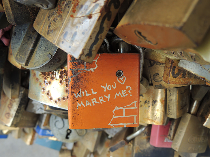 Lock brug, Parijs, liefde, brug, huwelijk, voorstellen, romantiek