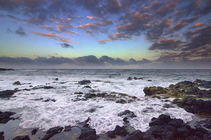 posta de sol, Hawaii, platja, oceà, paisatges, natura, bellesa en la naturalesa