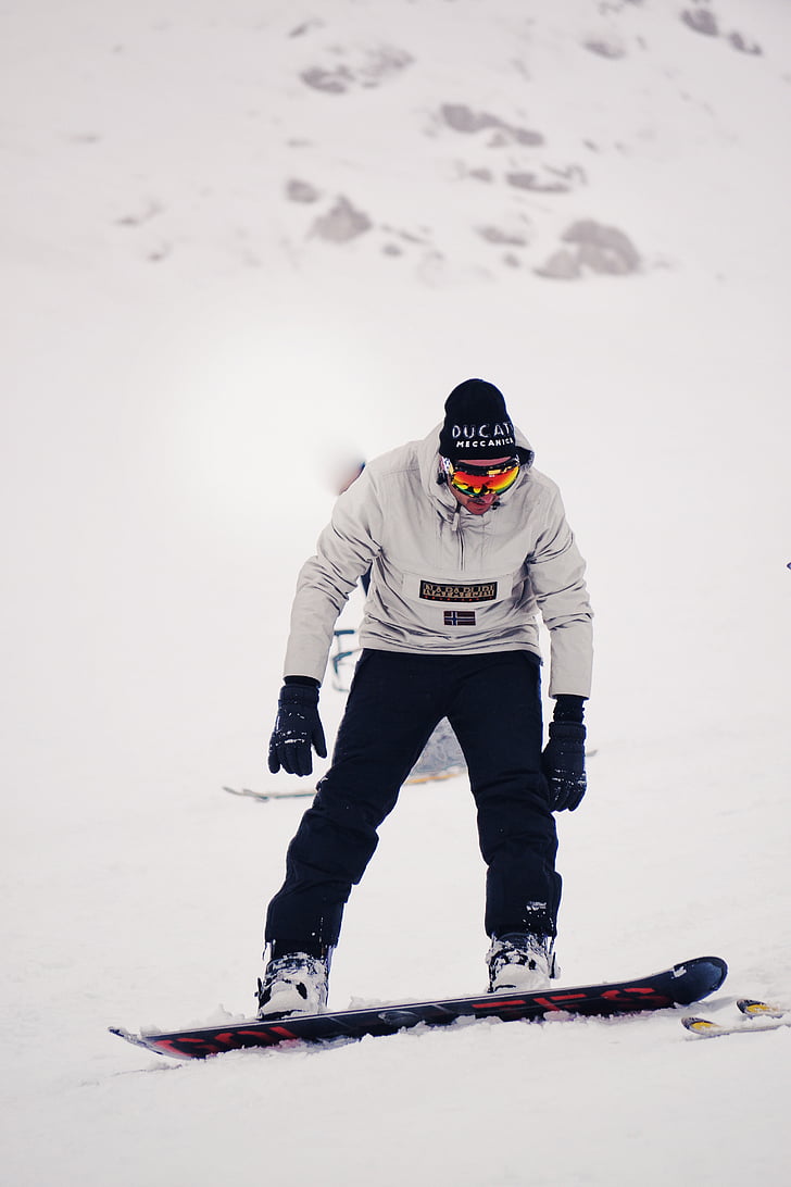 сноубордист, сноуборд, сняг, зимни, екстремни, сноуборд, спорт
