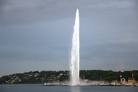 Genève, meer van Genève, Zwitserland, Wasserburg, water, stemming, bewolking