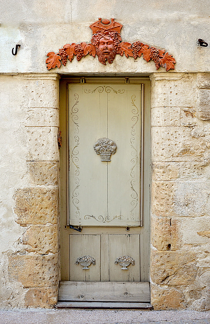 πόρτα, Πιερ, παλιά πόρτα, πέτρινο τοίχο, Γαλλία, αρχιτεκτονική, παλιά