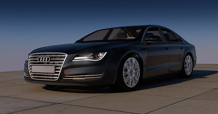 Audi, A8, negro, coche de los deportes, automóvil, contorno de, metálicos