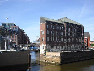 Hamburg, Speicherstadt, bostäder, gamla speicherstadt, byggnad, kanal, vattenvägar