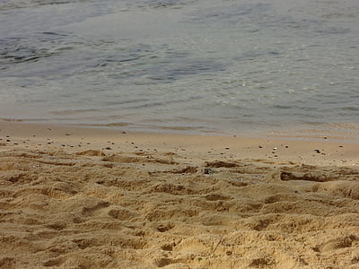 beach, sand, foot prints, ocean, sea, seaside, sandy beach