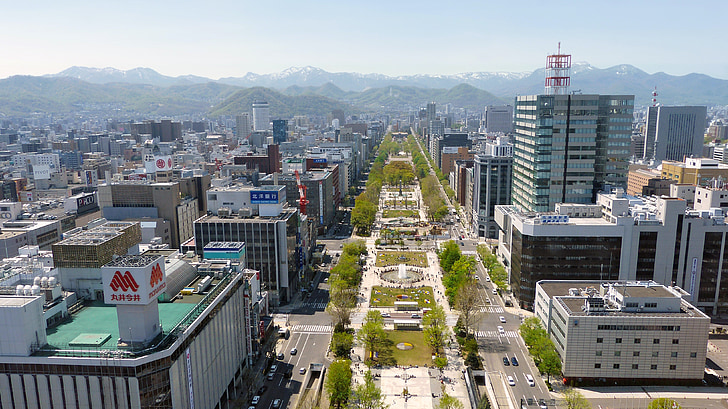 Japani, Sapporo, panoraamanäkymät, kaupunkien, arkkitehtuuri, rakennukset, City