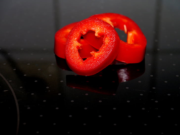 pimentón, pepperoni, rojo, con sabor a fruta caliente, corte