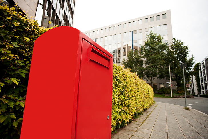 postaláda, Post, piros, Küldés, ládák, postai levélszekrény, Letter box