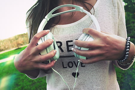 headphones, music, hands, girl, woman, people, lifestyle
