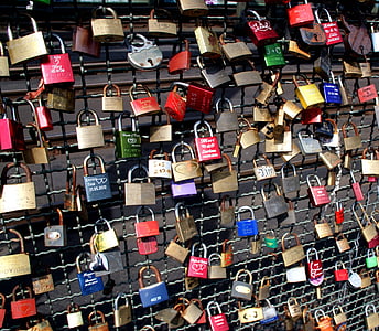 padlocks, bridge, love, couples, railing, padlock, friends