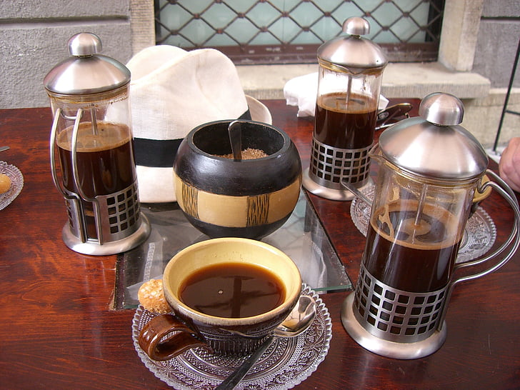 Kawa, Kawiarnia, filiżanka kawy, Puchar, napój, ziarna kawy, cappuccino