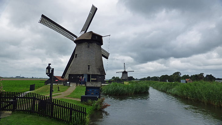 Schermerhorn, Paesi Bassi, Mulino a vento, Olanda, museummolen, Turismo, Scena rurale