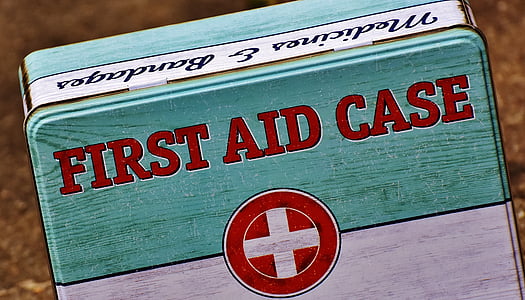 first aid, box, tin can, sheet, color, metal cans, metal