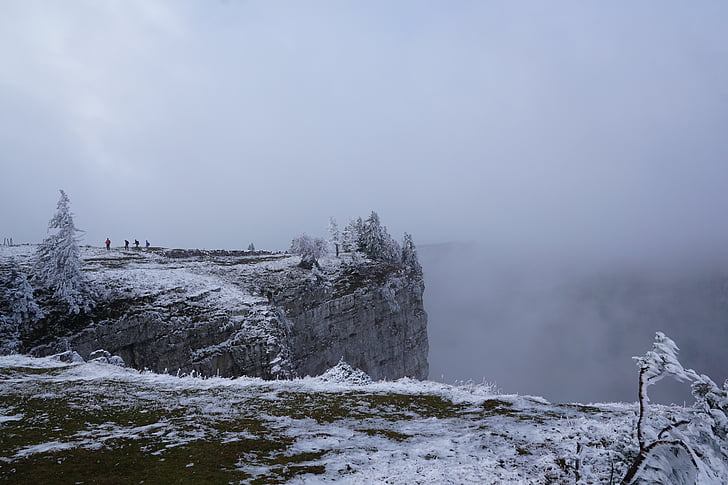 mgła, zimowe, drzewo, krajobraz, Natura, śnieg, cruix du van