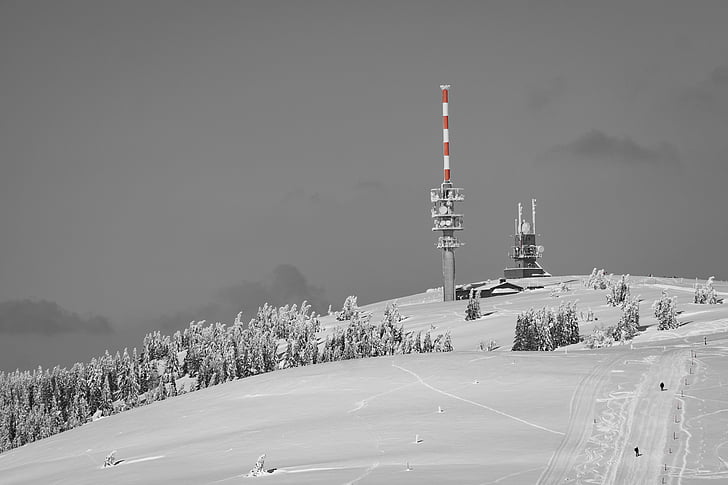 anténa, za studena, Príroda, Mountain, Radio tower, relé stanice, sneh