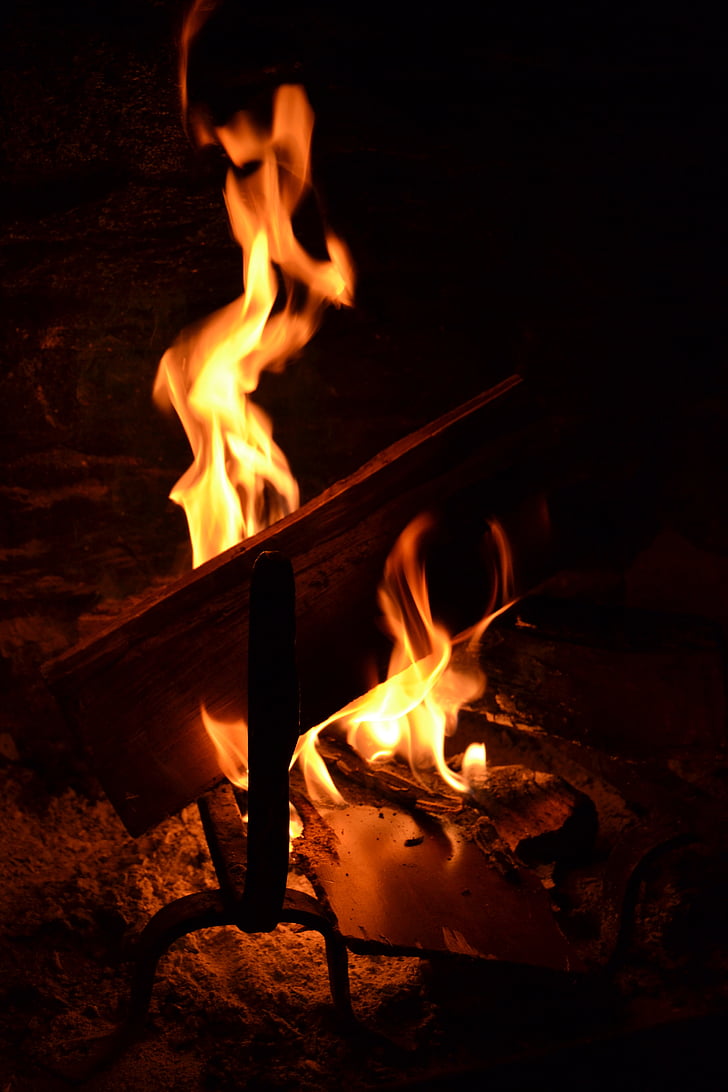 ξύλο, φλόγα, θερμότητας, τζάκι, Λένα
