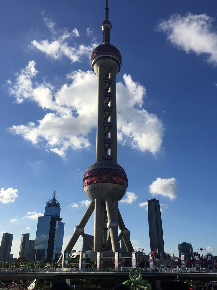 Oriental pearl tower, Shanghai, Torre, costruzione, punto di riferimento, architettura