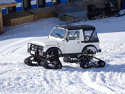 neige de véhicule adapté, chenilles, froide, station de ski