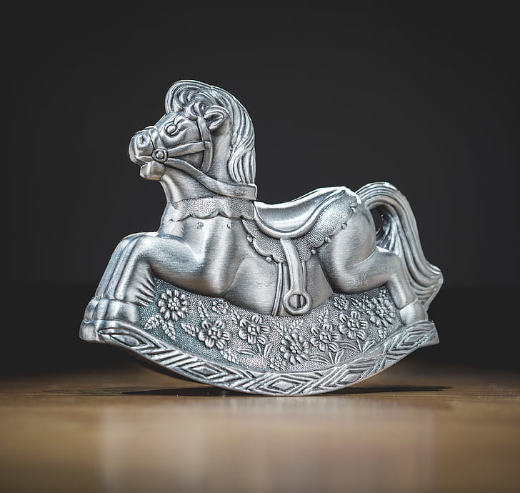 horse, ornament, product, goods, object, metal, shiny