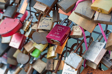 padlocks, couples, love, promises, bridge, in love, padlock