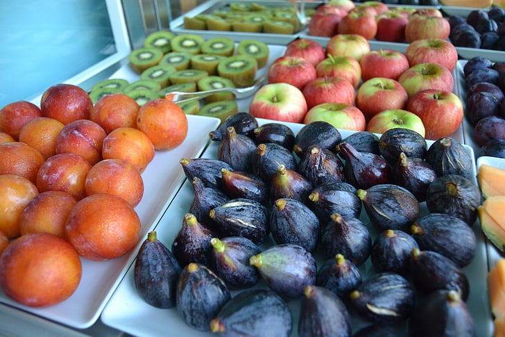 fruits, Fig, orange, pomme, Kiwi