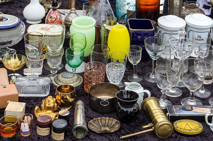 flea market, stand, cup, glasses, tableware, crimea stuff, drink