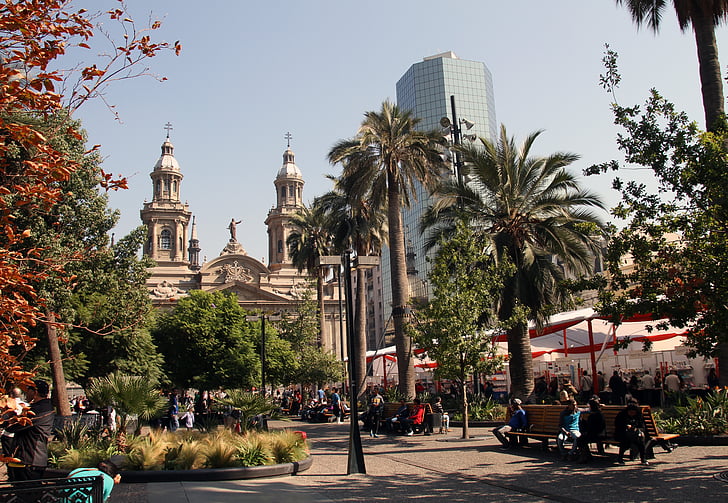plein, Santiago, Chili, centrum, stad, het platform, Landmark