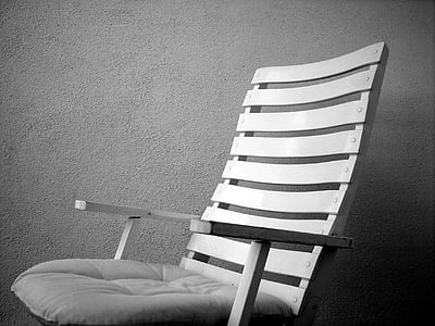 krzesło, krzesła, Latem, leżącego, BW, Krzesło plażowe