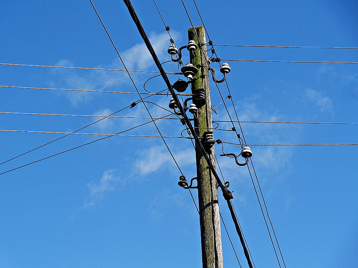 Pol, aktuelle, Energie-Netzwerk, Drähte, elektrische Leitung, Strom, Upload
