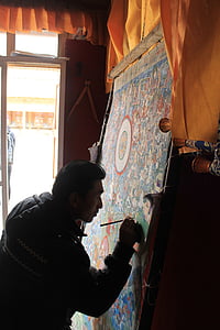 танка, в тибетских районах, художник