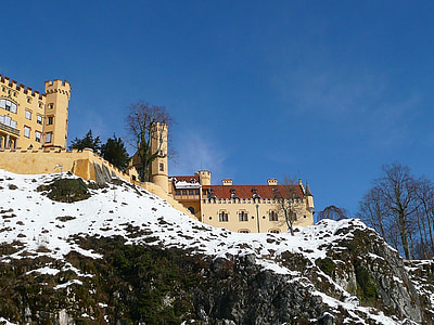 hohenschwangau, rock, castle, places of interest, bavaria, füssen, tower