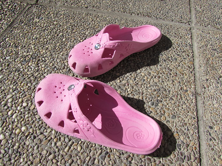 sandal, sepatu kets, merah muda, plastik