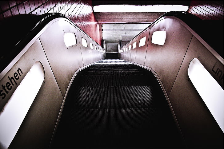 eskalaatori, Subway station, trepid, alla, Alumine korrus, Subway, Station