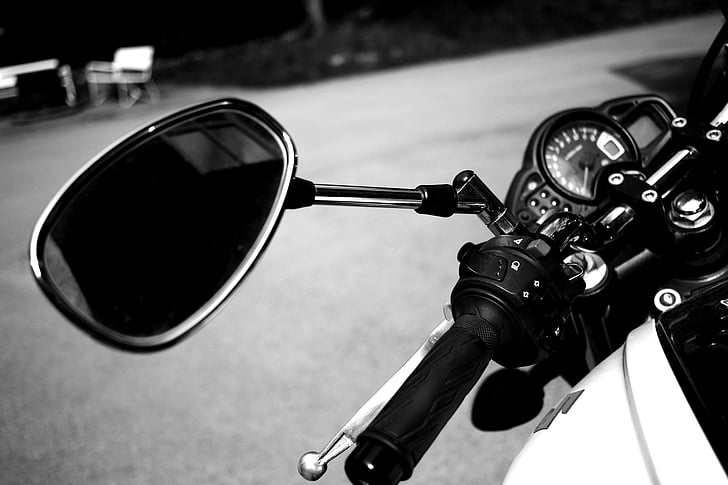 motocikla, velosipēds, stingu ritenis, spogulis