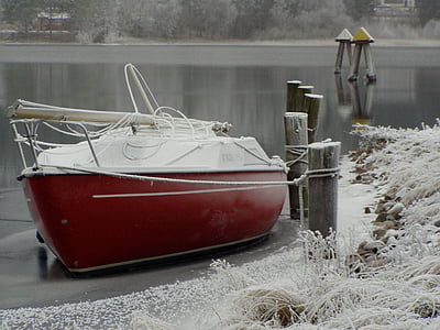 veleiro, barco, Inverno, embarcação náutica, natureza, ao ar livre