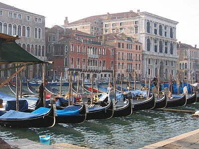 Wenecja, gondole, Lagoon, Włochy, wody, łodzie, bowever