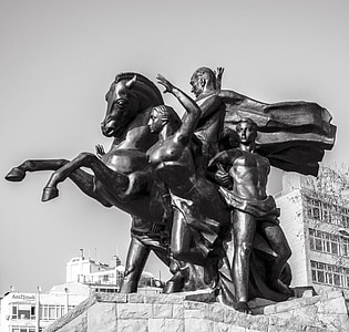 skulptur, Atatürk, Antalya, på, statuen, berømte place, monument