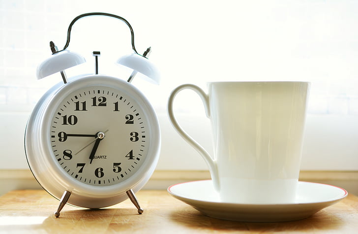 alarm clock, time of, good morning, stand up, have breakfast, time indicating, arouse