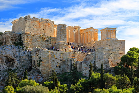 athena, acropolis, ancient, plate, greece, milestone, architecture
