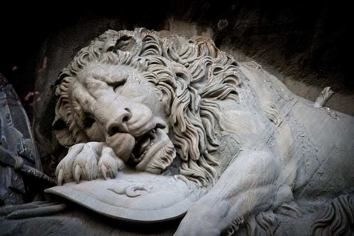sorg av lions, Luzern, Schweiz, skulptur