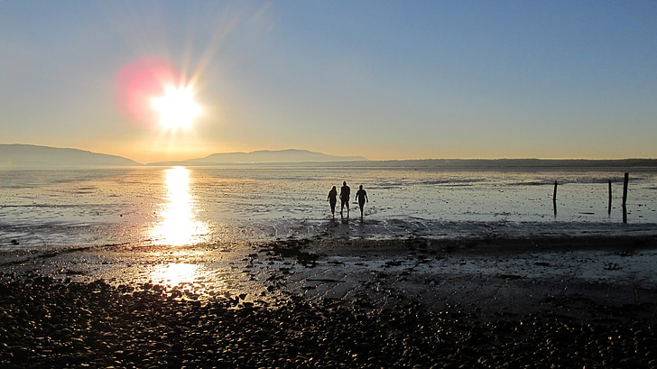 Badia, plana de fang, posta de sol, Illes, Bellingham, persones