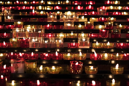 svíčky, kostel, plamen, světlo svíček, oheň, vypalování, světlo
