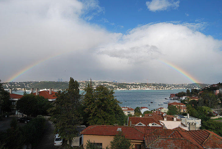 Turquia, Istambul, Bósforo, arco-íris, çengelköy